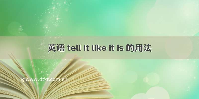 英语 tell it like it is 的用法