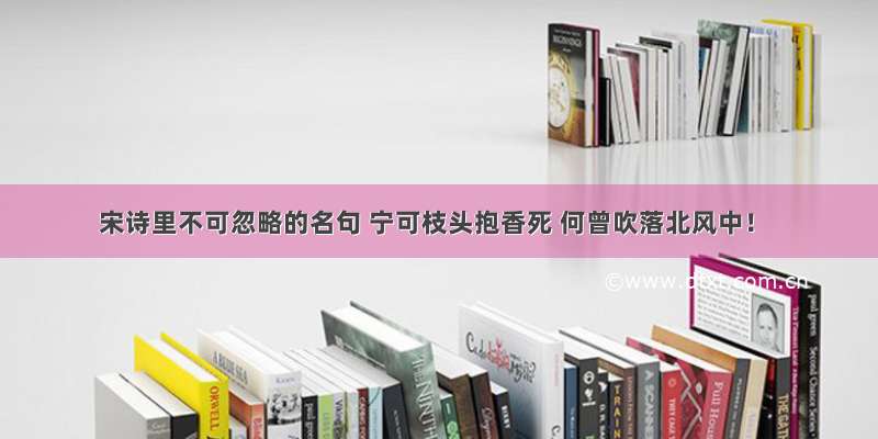 宋诗里不可忽略的名句 宁可枝头抱香死 何曾吹落北风中！