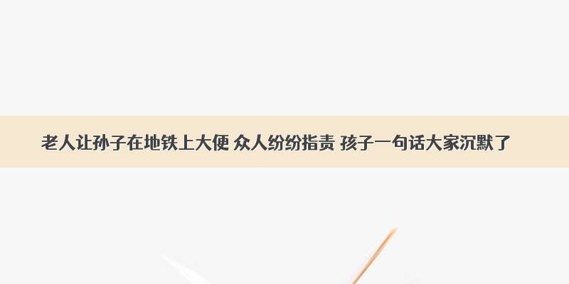 老人让孙子在地铁上大便 众人纷纷指责 孩子一句话大家沉默了