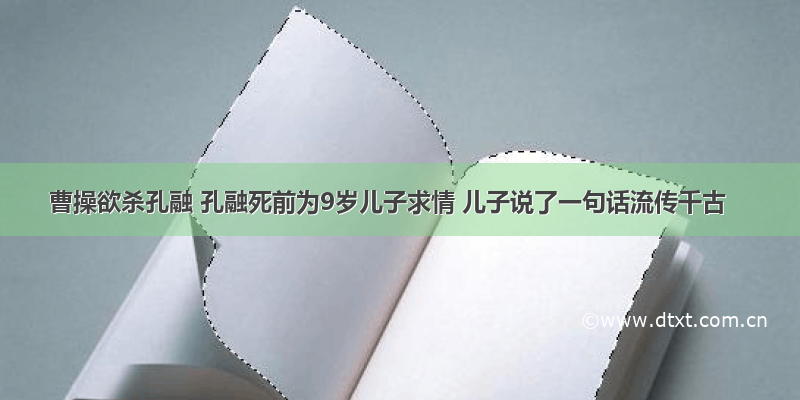 曹操欲杀孔融 孔融死前为9岁儿子求情 儿子说了一句话流传千古