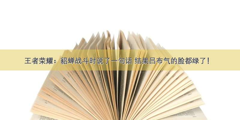 王者荣耀：貂蝉战斗时说了一句话 结果吕布气的脸都绿了！