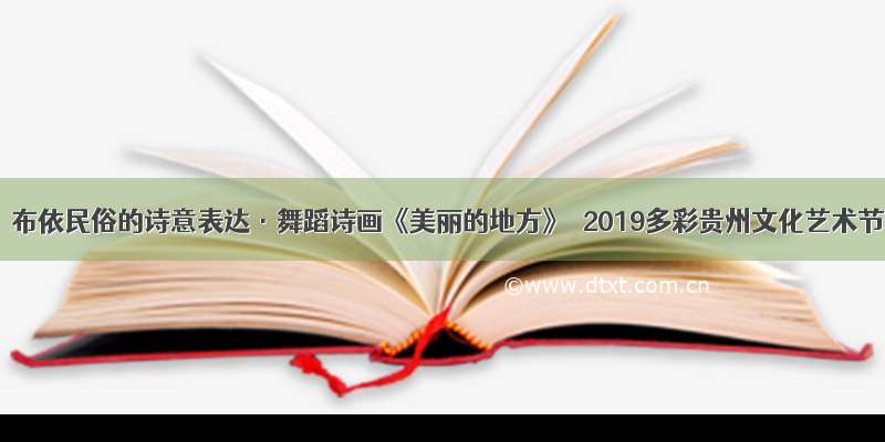 李振龙：布依民俗的诗意表达·舞蹈诗画《美丽的地方》｜2019多彩贵州文化艺术节看台