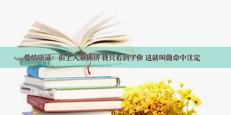 爱情语录：街上人潮拥挤 我只看到了你 这就叫做命中注定