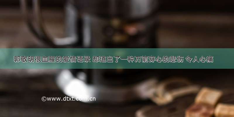 郭敬明很血腥的爱情语录 却道出了一种万箭穿心的悲伤 令人心痛