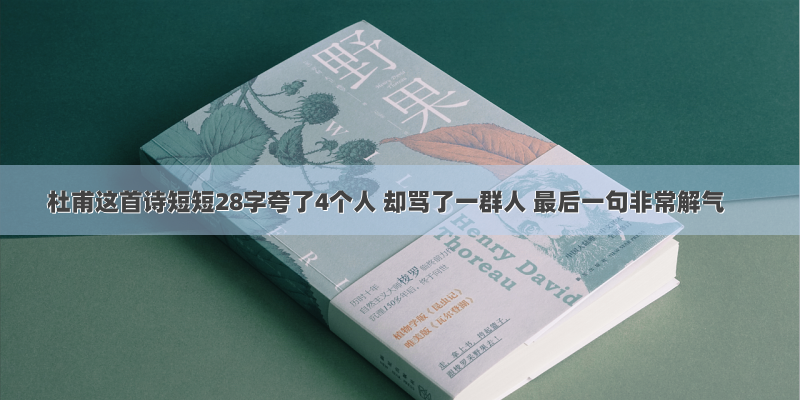 杜甫这首诗短短28字夸了4个人 却骂了一群人 最后一句非常解气