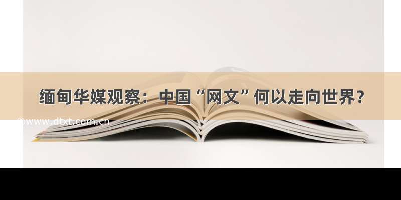 缅甸华媒观察：中国“网文”何以走向世界？