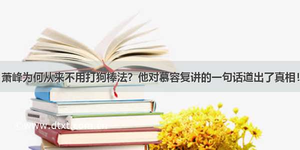 萧峰为何从来不用打狗棒法？他对慕容复讲的一句话道出了真相！