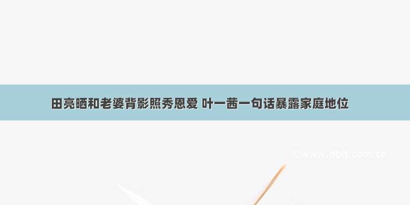 田亮晒和老婆背影照秀恩爱 叶一茜一句话暴露家庭地位