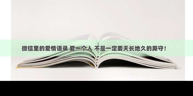 微信里的爱情语录 爱一个人 不是一定要天长地久的厮守！