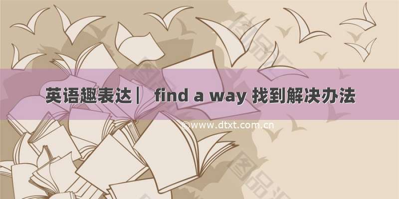 英语趣表达 ▏find a way 找到解决办法