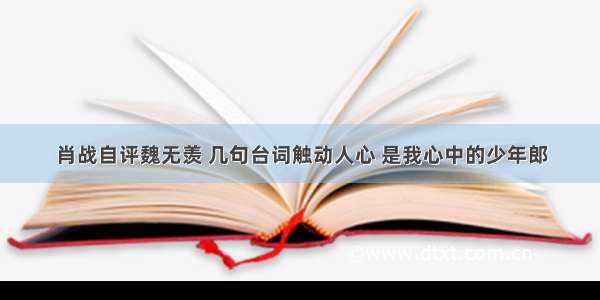 肖战自评魏无羡 几句台词触动人心 是我心中的少年郎