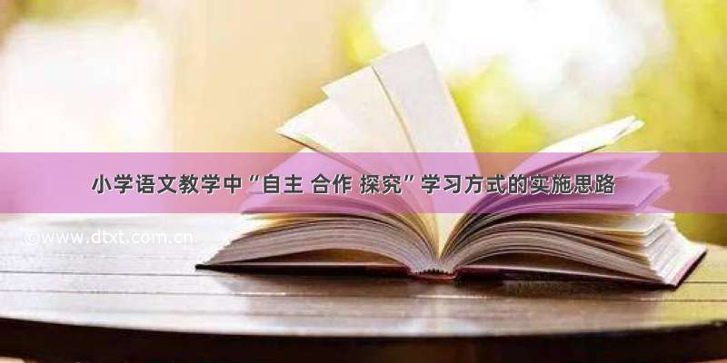 小学语文教学中“自主 合作 探究”学习方式的实施思路