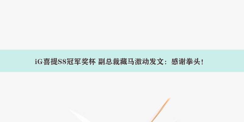 iG喜提S8冠军奖杯 副总裁藏马激动发文：感谢拳头！