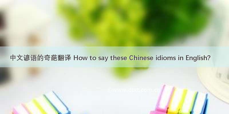 中文谚语的奇葩翻译 How to say these Chinese idioms in English?
