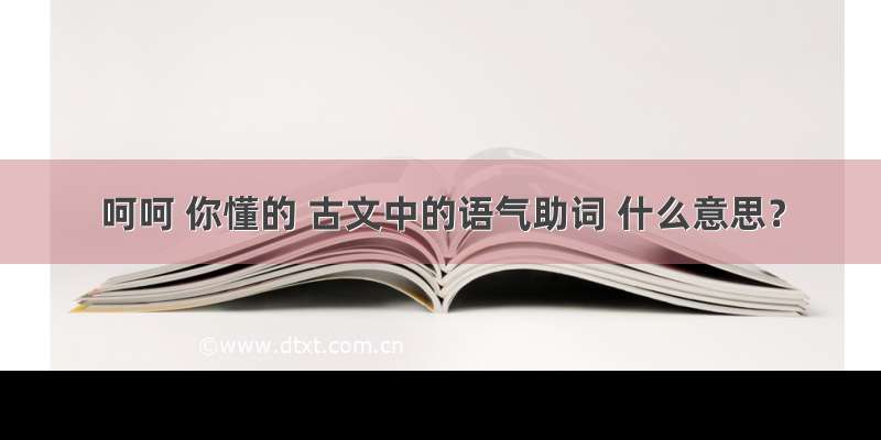 呵呵 你懂的 古文中的语气助词 什么意思？