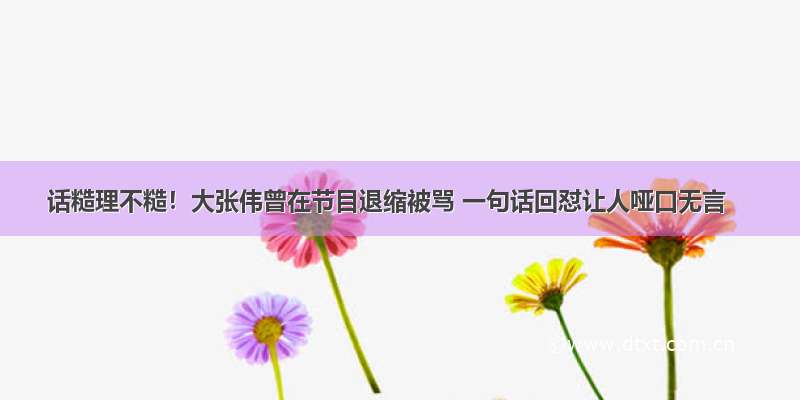 话糙理不糙！大张伟曾在节目退缩被骂 一句话回怼让人哑口无言