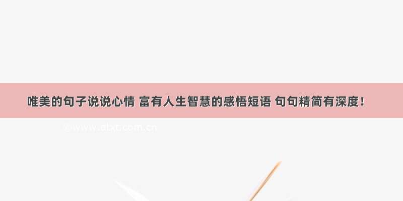 唯美的句子说说心情 富有人生智慧的感悟短语 句句精简有深度！
