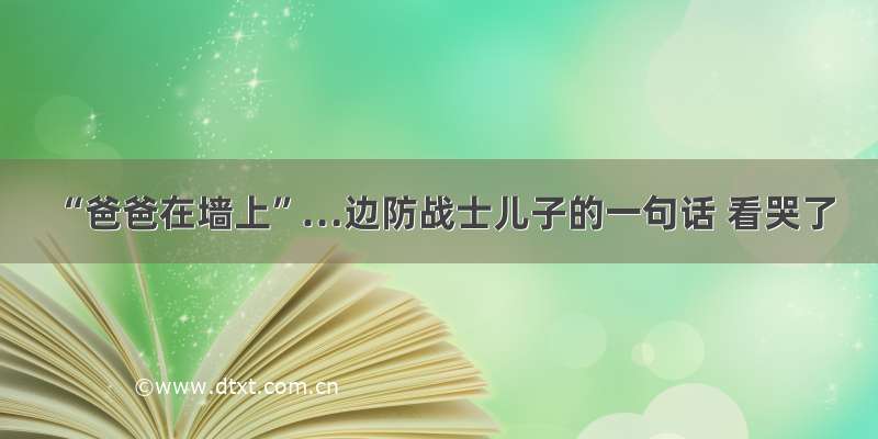 “爸爸在墙上”…边防战士儿子的一句话 看哭了