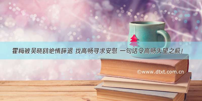 霍梅被吴晓鸥绝情辞退 找高畅寻求安慰 一句话令高畅失望之极！