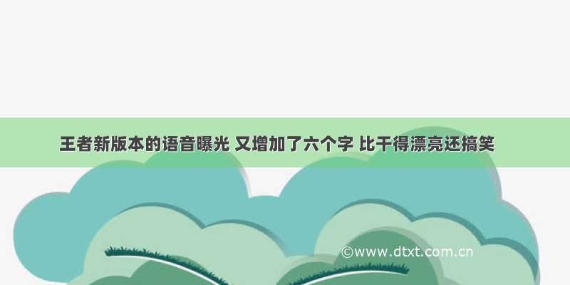 王者新版本的语音曝光 又增加了六个字 比干得漂亮还搞笑