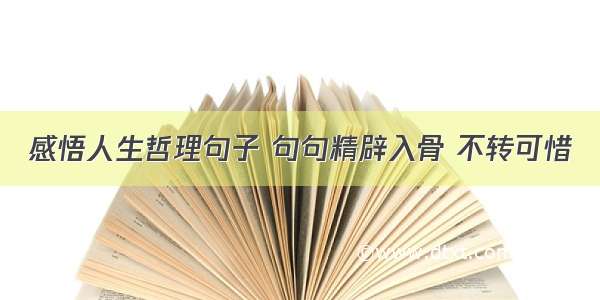 感悟人生哲理句子 句句精辟入骨 不转可惜