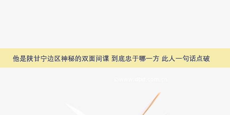 他是陕甘宁边区神秘的双面间谍 到底忠于哪一方 此人一句话点破