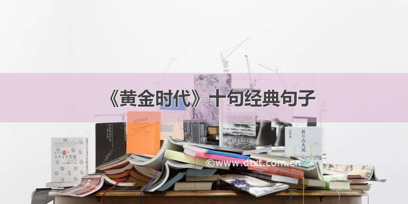 《黄金时代》十句经典句子