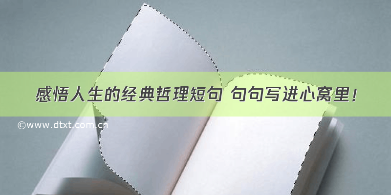 感悟人生的经典哲理短句 句句写进心窝里！