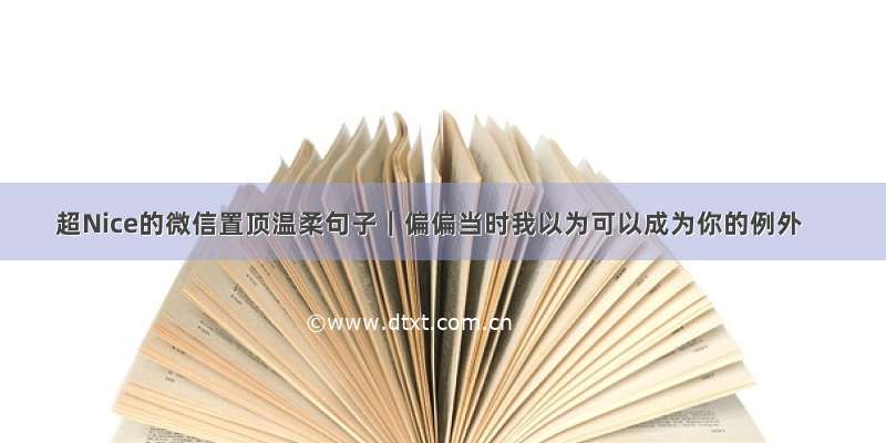 超Nice的微信置顶温柔句子｜偏偏当时我以为可以成为你的例外