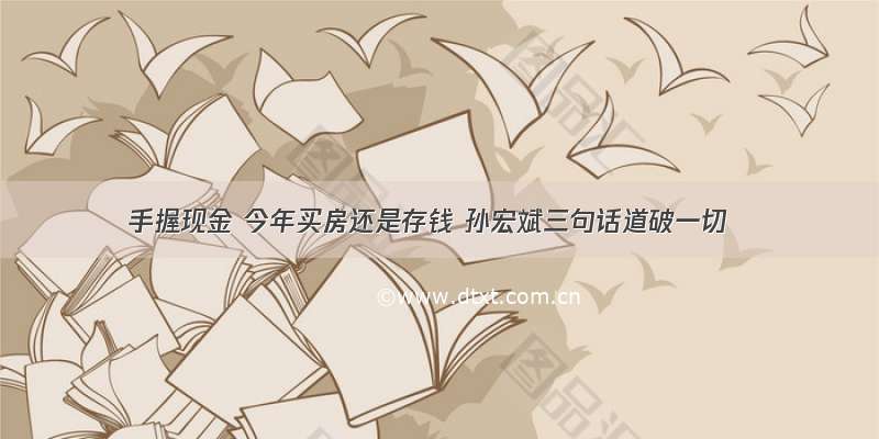 手握现金 今年买房还是存钱 孙宏斌三句话道破一切