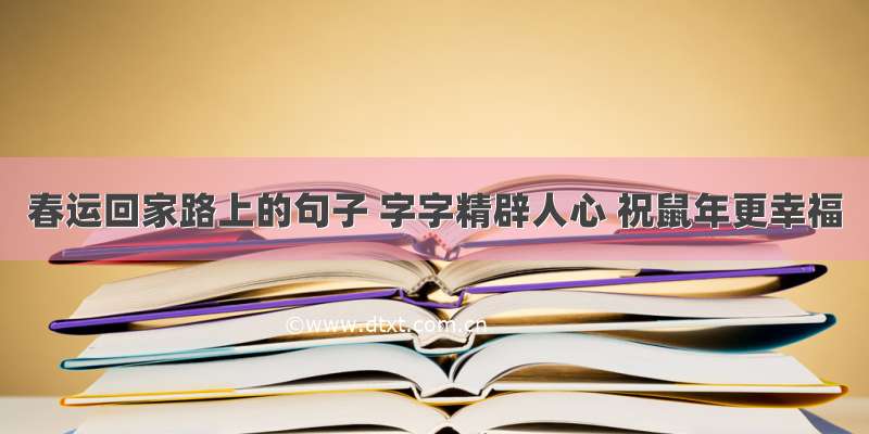 春运回家路上的句子 字字精辟人心 祝鼠年更幸福