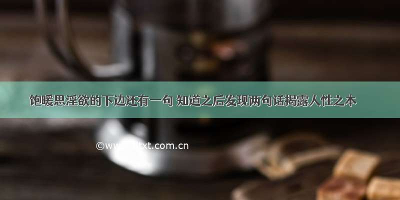 饱暖思淫欲的下边还有一句 知道之后发现两句话揭露人性之本