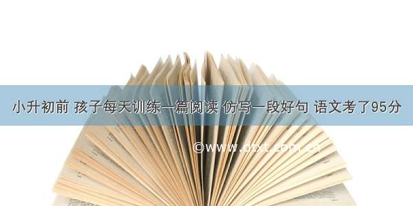 小升初前 孩子每天训练一篇阅读 仿写一段好句 语文考了95分