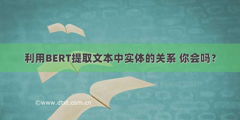 利用BERT提取文本中实体的关系 你会吗？