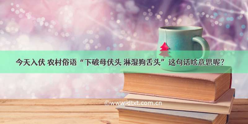 今天入伏 农村俗语“下破母伏头 淋湿狗舌头”这句话啥意思呢？