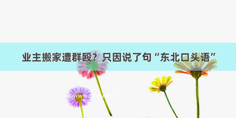 业主搬家遭群殴？只因说了句“东北口头语”