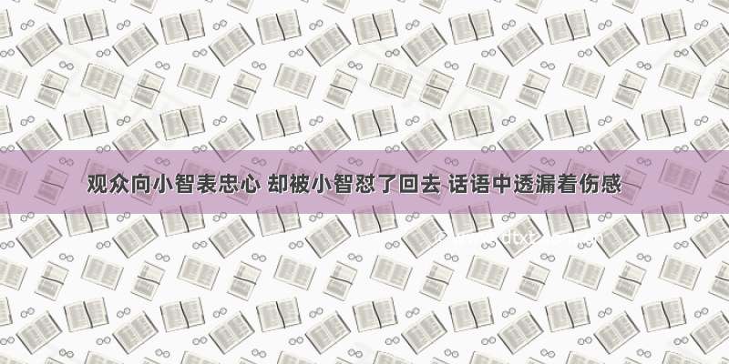 观众向小智表忠心 却被小智怼了回去 话语中透漏着伤感