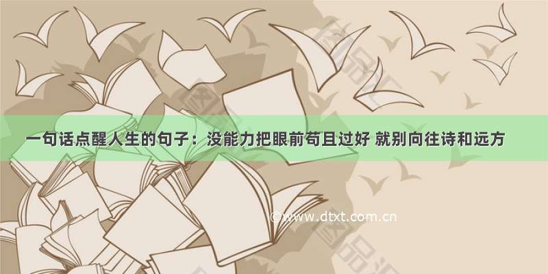 一句话点醒人生的句子：没能力把眼前苟且过好 就别向往诗和远方