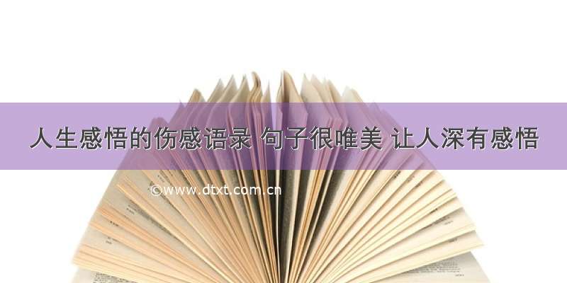 人生感悟的伤感语录 句子很唯美 让人深有感悟