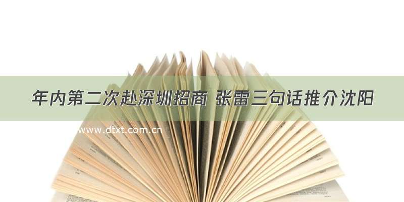 年内第二次赴深圳招商 张雷三句话推介沈阳