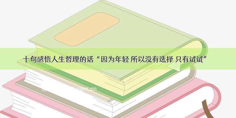 十句感悟人生哲理的话“因为年轻 所以没有选择 只有试试”