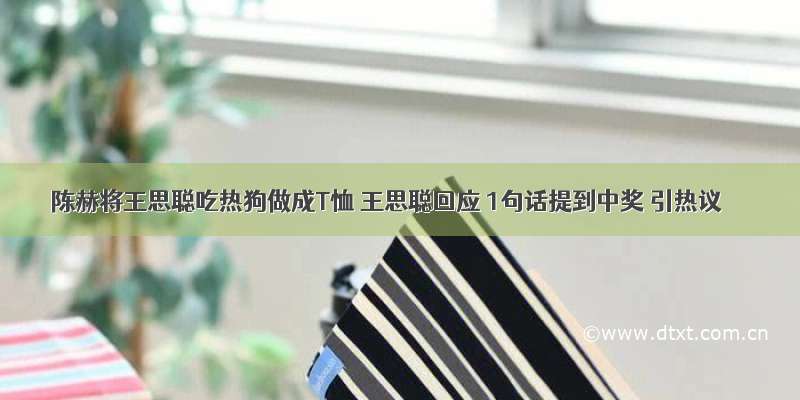 陈赫将王思聪吃热狗做成T恤 王思聪回应 1句话提到中奖 引热议