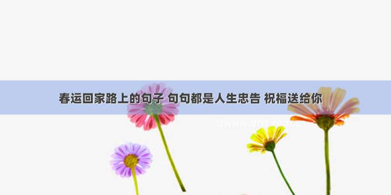 春运回家路上的句子 句句都是人生忠告 祝福送给你