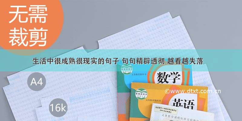 生活中很成熟很现实的句子 句句精辟透彻 越看越失落