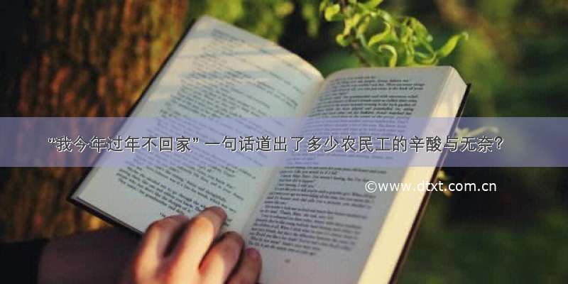 “我今年过年不回家” 一句话道出了多少农民工的辛酸与无奈？