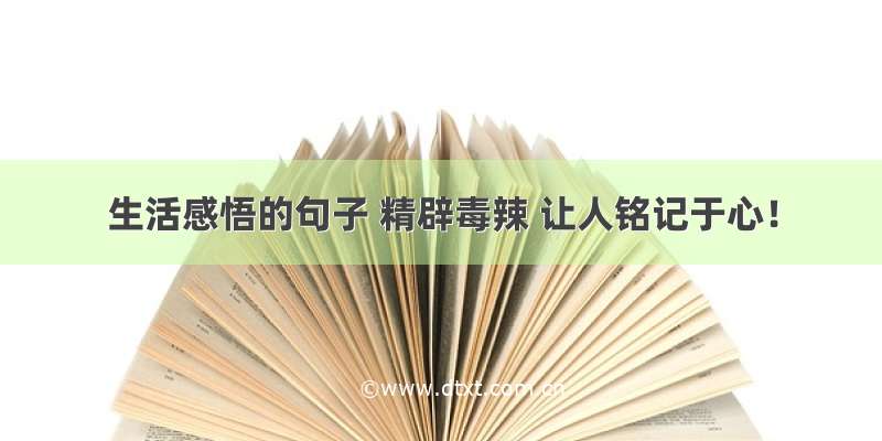 生活感悟的句子 精辟毒辣 让人铭记于心！