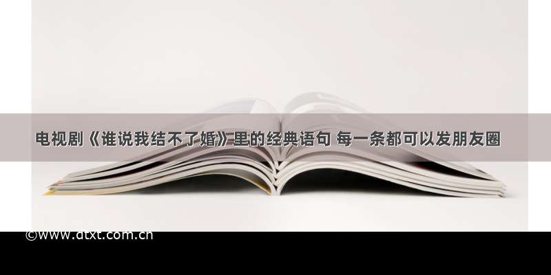 电视剧《谁说我结不了婚》里的经典语句 每一条都可以发朋友圈