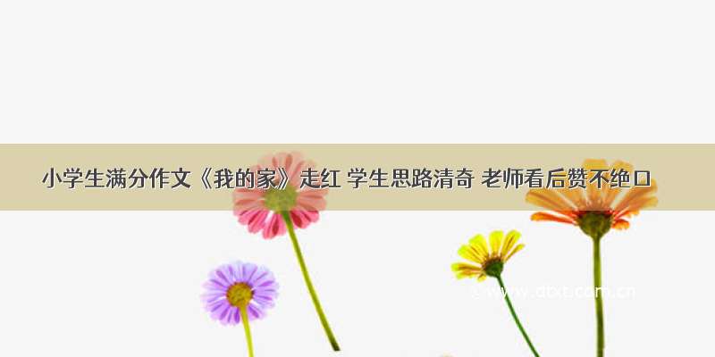 小学生满分作文《我的家》走红 学生思路清奇 老师看后赞不绝口