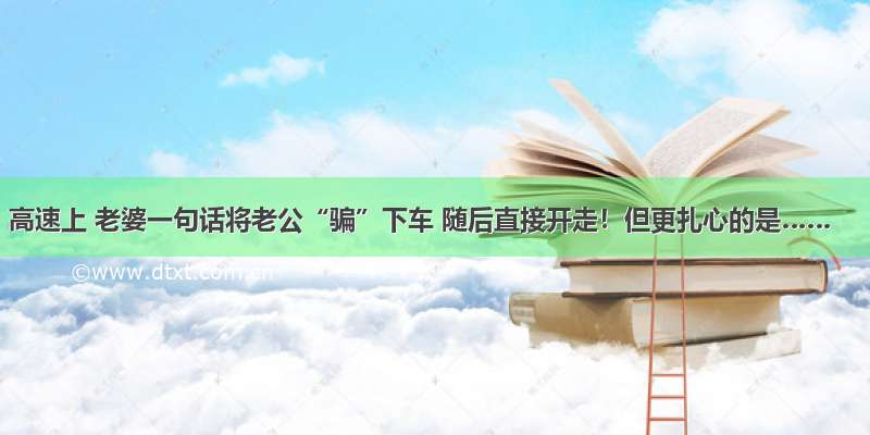 高速上 老婆一句话将老公“骗”下车 随后直接开走！但更扎心的是……