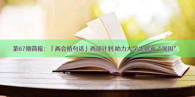 第67期简报：「两会捎句话」西部计划 助力大学生就业“突围”